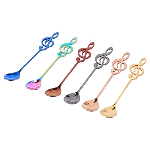 Srutueo Music Note Spoons 6-Pack Cute Teaspoons 18/10 Stainless Steel Staff Musical Notation Shaped Coffee Spoons