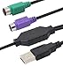 PS/2 to USB Cable LEIHONG USB to PS/2 Plug Active Dual PS2 Adapter Keyboard Mouse Converter Adapter for The Keyboard PS2 (Black)
