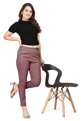 Image of Women's Cotton Lycra Regular Fit Casual Pant
