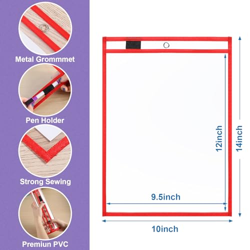 Pochettes effaçables à sec transparentes réutilisables plastique rouge - 2