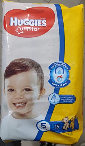 Huggies Unistar Pañales Talla 5 (11-25 kg), 1 paquete de 15 unidades