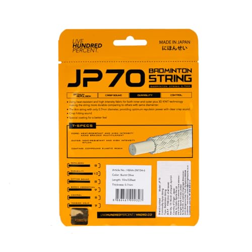 Image of Hundred JP 70 Badminton String | Versatile Power & Control | Durable Synthetic Gut | Comfortable Shock Absorption | Reliable Tension & Playability