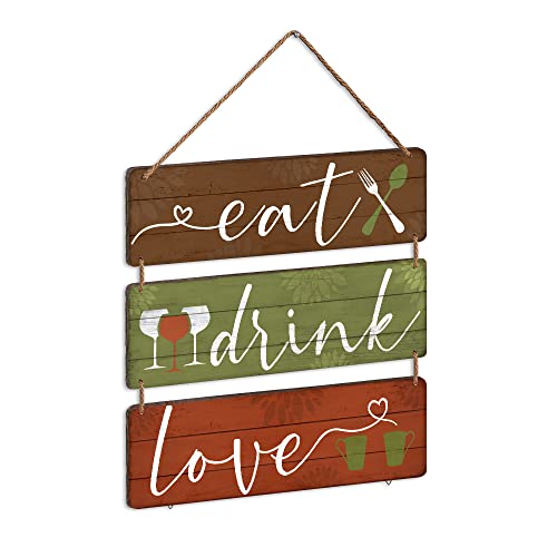 3 Stück Bauernhaus-Küchendekoration, rustikales Holz-Küchenschild, Wandbehang, Esszimmer, Küche, Esszimmer, Wohnzimmer, Bar, Café, Dekoration, 35,6 x 10,2 cm Cover