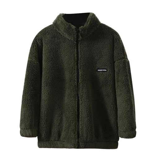 Fall Winter Jacket for Boys Girls Full Zip Stand Collar Fluffy Fleece Top Jacket Winter Soft Comfortable Casual Coat