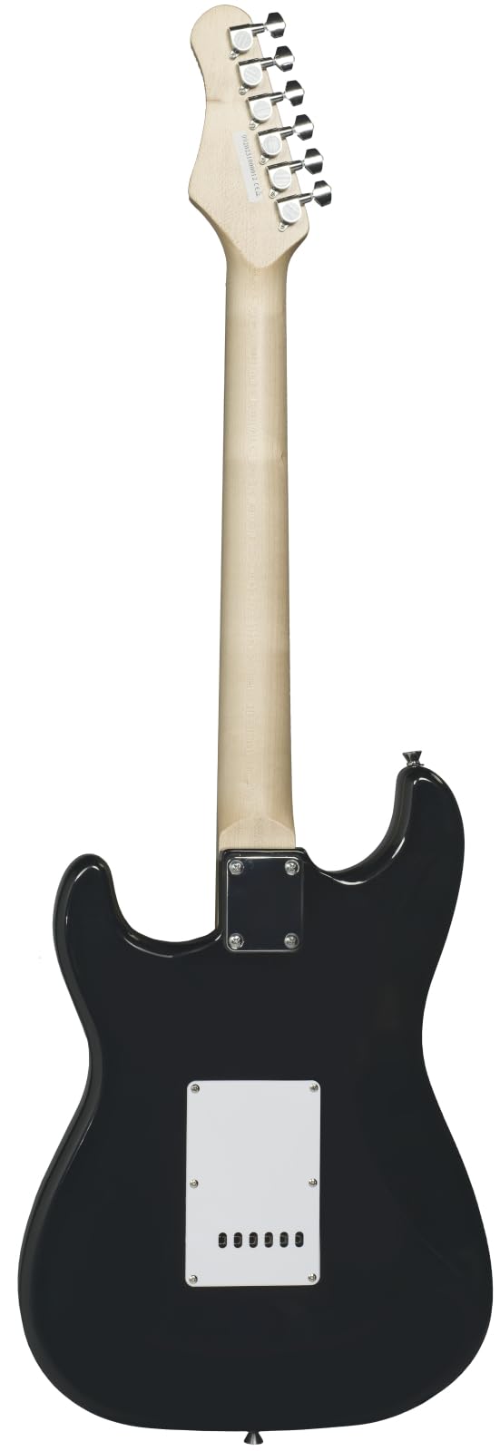 Woodbrass ST100 E-Gitarre, Schwarz, vielseitige Gitarre, ideal für Anfänger, Korpus ST-Form, amerikanische Linde, Ahorngriffbrett, Rock-Stil, Pop, Funk, Country, Hardware, Metall