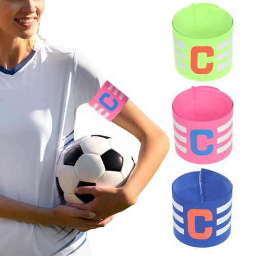 Tweruna - Tweruna Kapitänsbinde Fussball 3 Stück, Elastisches Schutzarmband für Jugendliche, Verstellbare Kapitänsarmbänder für Fußball, Mannschaftstraining