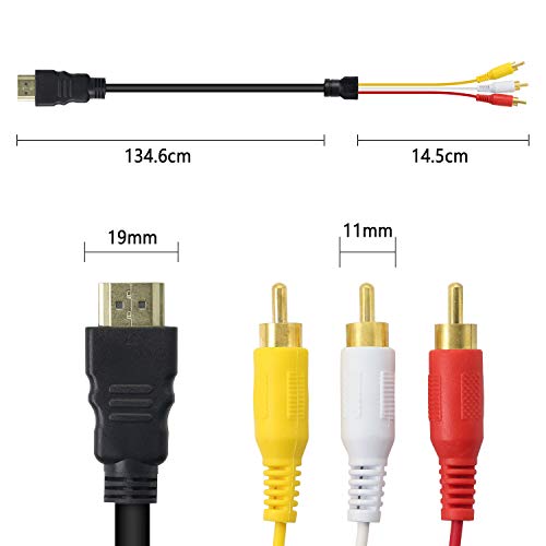 image for LEIHONG GELRHONR HDMI to 3 RCA Cable,One-Way Transmission from HDMI Ma
