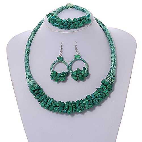 Collar de piedra semipreciosa hipoalergénico con pendientes de aro 2