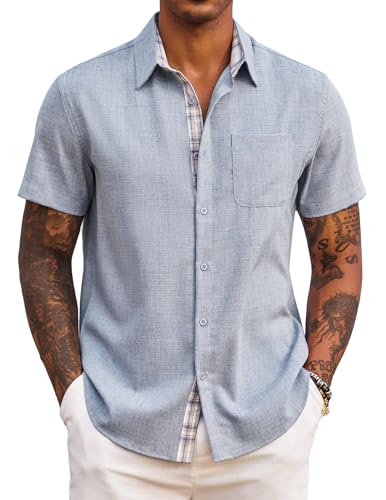 COOFANDY Camicia Uomo Maniche Corte Estiva Regular Fit Casual Leggera