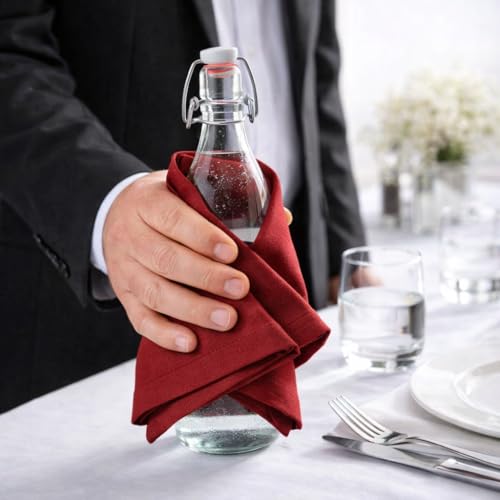 Image of Luxury Dinner Napkins Set of 6-100% Heavy Cotton 400 Thread Count Cloth Napkins 22x22 Inch - Soft & Reusable Premium Table Napkins for Restaurant, Hotel & Home Dining - Burgundy
