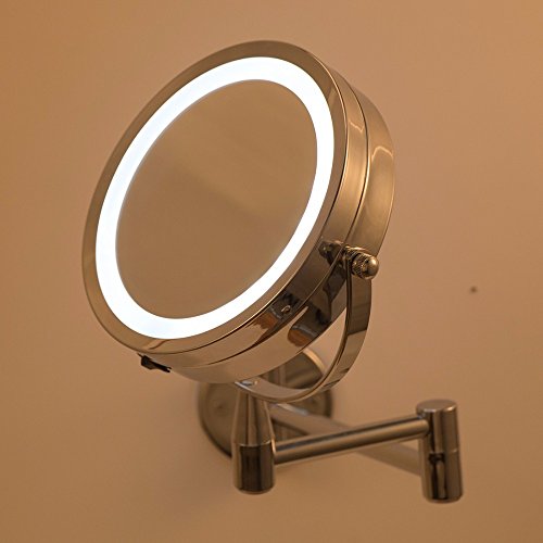 Espejo redondo de maquillaje plegable con LED 6 pulgadas miniatura 4
