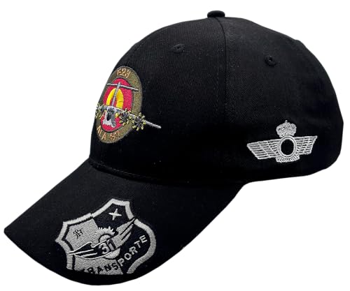 Tacro Gorra Militar Ejército del Aire España, T23, Transportes, ala 31 Diseño con Emblemas Bordados, Color Negro, Unisex Adulto