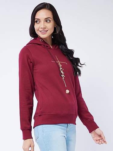 Image of Modeve Women Printed Hooded Sweatshirt for Winter