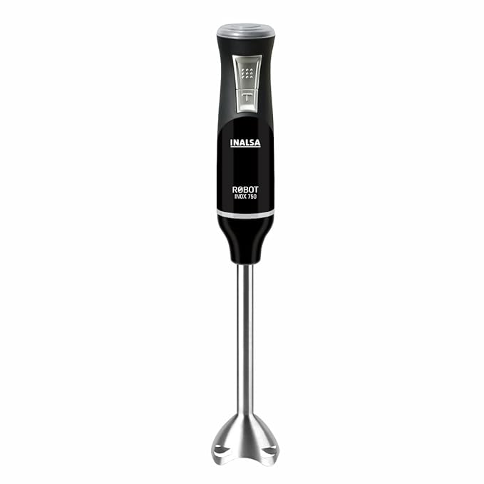 INALSA Hand Blender 750 Watt |Powerful Super Silent 100% Copper Motor| ANTI-SPLASH TECHNOLOGY| Variable Speed and Turbo Function| Stainless Steel Blade & Detachable Stem (Robot Inox 750S) at Rs. 1499