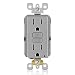 Leviton GFTR1-GY SmarTest Self-Test SmartlockPro Slim GFCI Tamper-Resistant Receptacle with LED Indicator, 15-Amp, Gray