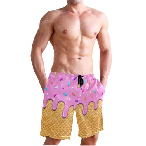 Boccsty Ice Cream Melts Cones Men's Boy's Novelty Beach Shorts Swim Trunks Summer Quick Dry Bathing Suits S-XXL4