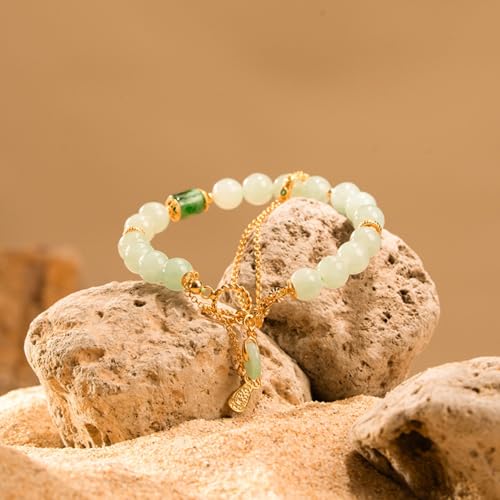 18K Gold Over S925 Sterling Silver Jadeite Bracelet, Burmese Jadeite A Grade Icy 6mm Pearl Beaded Bracelet, Gift for Mother on Birthday2