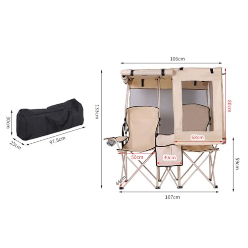 Chaise de plage double pliante avec porte-gobelets pour l'extérieur