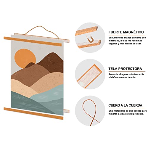 Benjia Magnetisch Posterschiene, Magnet Magnetische A0 Posterrahmen Holz Posterleiste Posterhänger für drucken Kunstwerk (84cm… – Ansicht 4