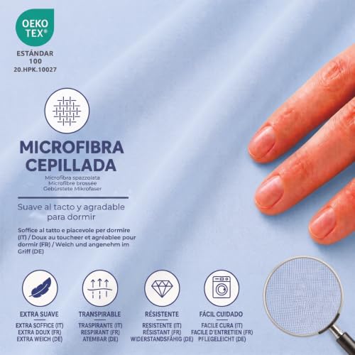 Miniatura 4 de Degrees Home Collection - Sábana Bajera Ajustable 150x190x33 Cm - Microfibra De Poliéster, Calidad Oeko Tex Sin Tóxicos, Super Suave - Celeste