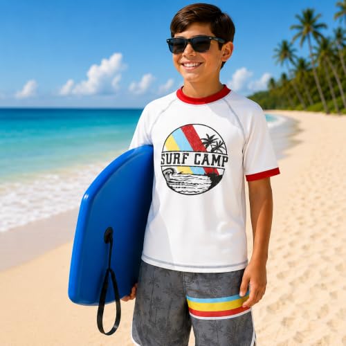 Image of iXtreme Boys Swim Set - 2 Piece Rash Guard Short Sleeve Swim Shirt and Boys Swim Trunks for Infants Toddlers & Big Boys