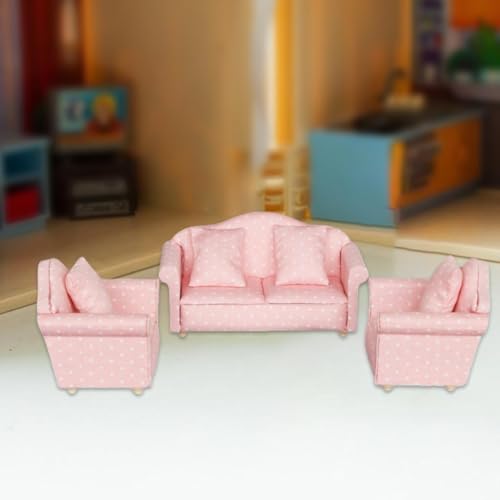 Sofá de casa de muñecas resistente para renovar salones en miniatura 7