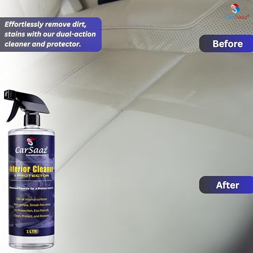 Image of CAR SAAZ Car Interior Cleaner & Protector (1L) with Microfiber Cloth | Premium Cleaner For All Interior & Upholstery Surfaces | Car Interior, Fabric, Sofa, Carpet & Upholstery Cleaner (Pack of 2)