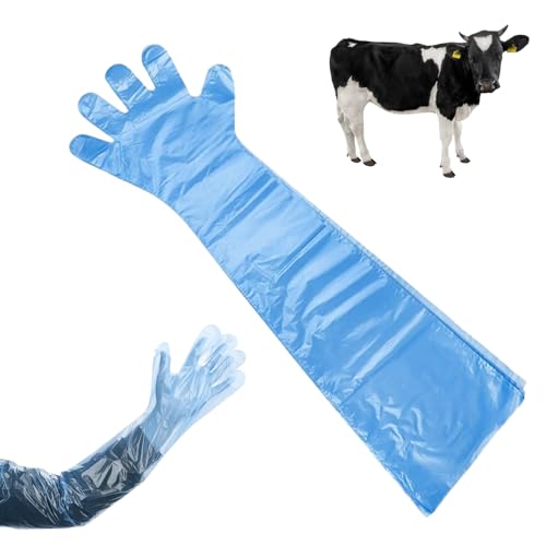 KARELLS Guantes Veterinarios,Guantes de Inseminación Desechables,30 PCS Plástico Guante de Inseminación,90cm Guante Desechable Veterinario,Brazo largo Examen de Aartificial