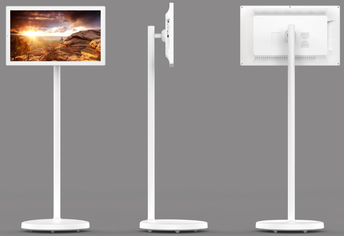 Televisor portátil con batería de 27 pulgadas, pantalla giratoria móvil con cámara de 13 MP, 8 GB de RAM + 128 GB de almacenamiento, TV portátil para sala de estar, cocina, dormitorio, balcón, jardín