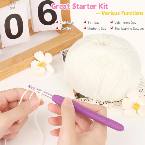 Image of Katech Cotton Yarn for Crocheting-55% Cotton 45% Acrylic-#3 DK (Light)-Super Soft Milk Cotton Yarn-Great Crochet and Knitting Starter Kit for Colorful Craft(White)