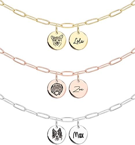 MignonandMignon Pet Memorial Gifts Dog Portrait Necklace for Women Personalized Gifts for Her Summer Jewelry for Cat Mom Paper Clip Chain Necklace Unique Gifts for Pet Owners-P-CN-AP