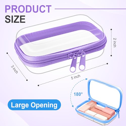 Image of Hoolerry 4 Pcs Hard Clear Zipper Case Makeup Bags Plastic Zipper Pouch Transparent Storage Box Containers for Cosmetics, Snacks, Building Blocks, Puzzles(Clear,5 x 3 x 2 in,Multicolor)