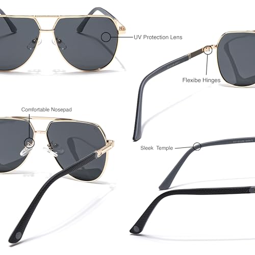 Image of EYEJACK by Voyage UV Protected & Polarized Aviator Sunglasses for Men & Women