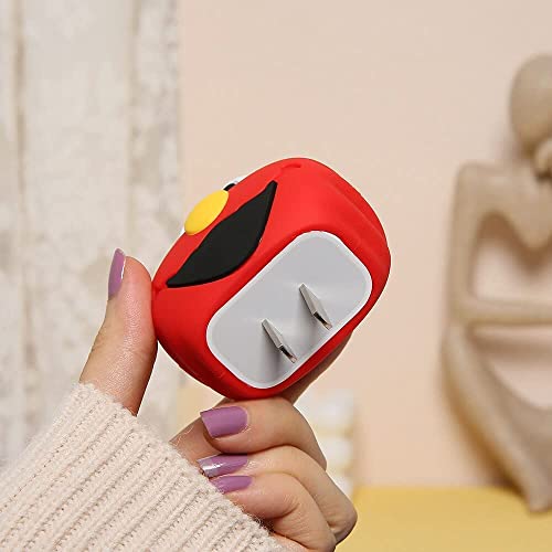 Image of Cartoon 3D Design Protective Case for 18W 20W iPhone 14 13 12 11 Pro Max Fast Charging Cable Adapter Charger, Cute Cartoon Lightning Data Cable Case for iPhone Charger Red-sesame