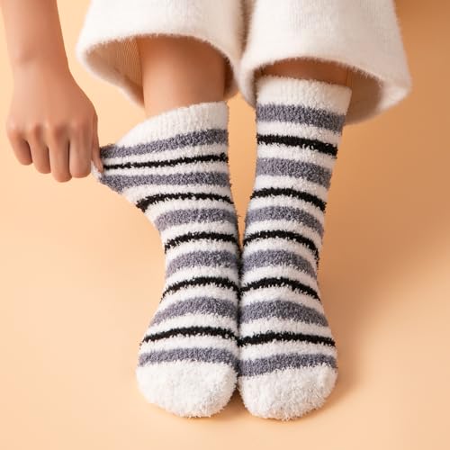 Image of Premillow Fuzzy Socks for Women, Winter Warm & Cozy Fluffy Socks Womens Ultra Soft Sleeping Slipper Sock for Women Gifts