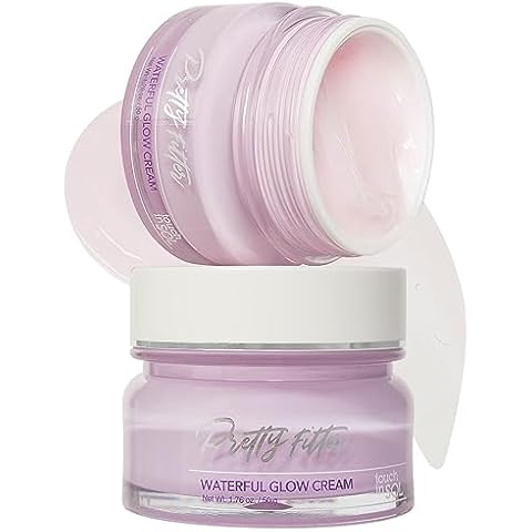 Touch in Sol Hydrating Face Moisturizer Gel Cream 2 Pack – Plumped Up Lightweight Day and Night Cream with Hyaluronic Acid and Collagen - Pretty Filter Waterful Glow Cream, 1.76 oz. Cover