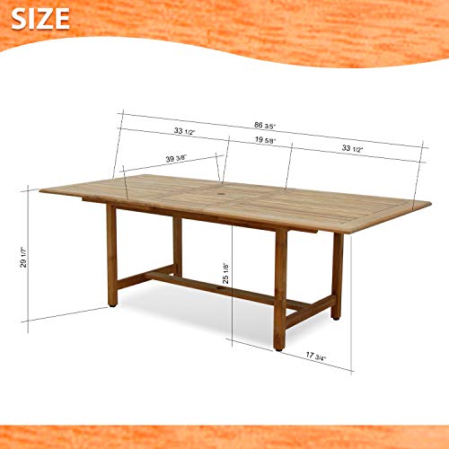 Amazonia Hamburg 9-Piece Rectangular Patio Dining Set | Certified Teak | Ideal For Outdoors, Light Brown #TOP5