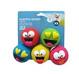 Emoticon Latex Dog Toy – 5-Pack Squeaky Animal Toys for Dogs & Puppies, Soft & Durable for Indoor Play, Lightweight Chew Toys with Built-in Squeakers