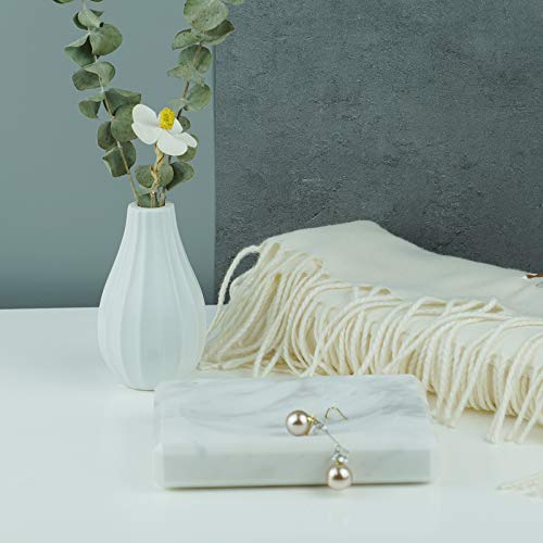 White Soap Dish Tray Marble Soap Holder Trinket Plate For Bathroom Sink Kitchen Countertop Bedroom Vanity Bathroom Accessory Rectangular #TOP3
