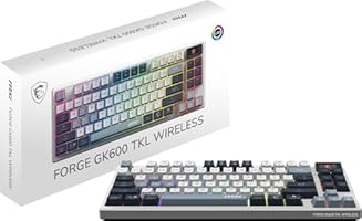 MSI Forge GK600 TKL Wireless Sky - Mechanical Linear SWITCHES - Dye-Sublimated PBT Keycaps, Anti-Slip Base, RGB LED, USB 2.0, Bluetooth, 2.4 GHz - Tenkeyless