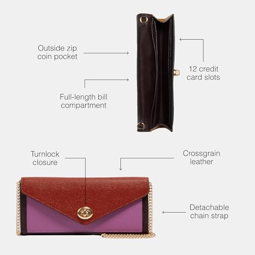 Coach Colorblock Leather Envelope Wallet w Chain and Turnlock3