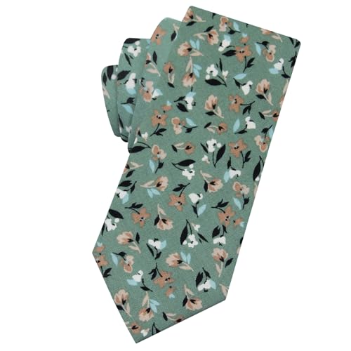 Image of Mantieqingway Floral Ties for Men Skinny Cotton Tie Flower Necktie
