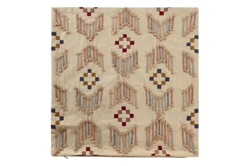 Housse de coussin en coton 50x50 cm lavable et résistante couleur beige sable - 6
