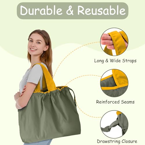 GFYFYZ Einkaufstasche Faltbar Große Wiederverwendbare Einkaufsbeutel Waschbar Shopping Bag Tragetasche mit Kordelzug und Henkel Tragbare Einkaufstaschen für Einkaufen und Travel Outdoor Camping