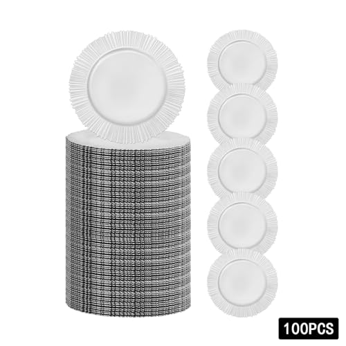 Platos cargadores plateados 13 pulg 100 piezas miniatura 2