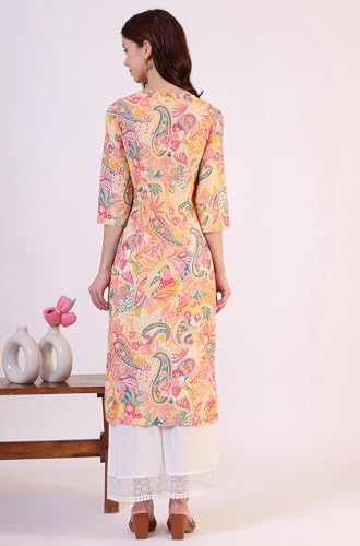 Image of W for Woman Pink Bold Geometric Printed Pure Cotton Straight Kurta