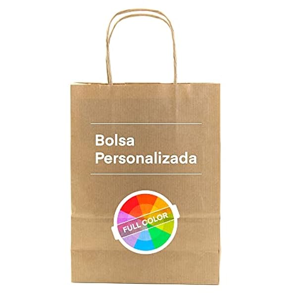 100 Bolsas papel kraft personalizadas bolsas de papel con asas bolsa de papel personalizable con el logo de tu negocio muy resistentes (18x8x24, Kraft)