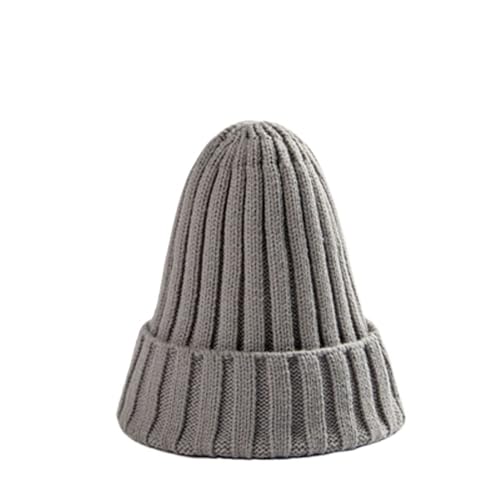 Bonnet tricoté gris clair pour femme style Kpop doux et chaud