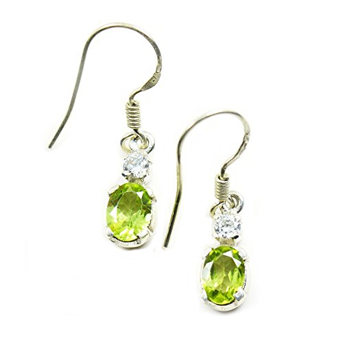 Boucles d'oreilles peridot vert argent 925 de joaillerie