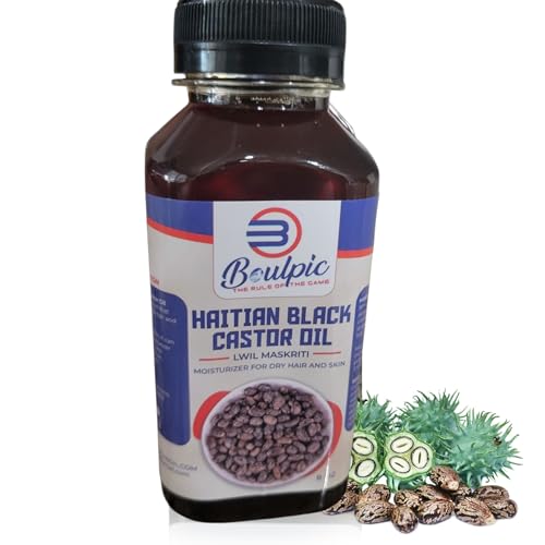 Meme Haitian Black Castor Oil (Lwil Maskriti) 100% Pure Cold-Pressed Unrefined Promotes Hair Growth Moisturizes Skin Strengthens Nails Aids Digestion 8 fl oz